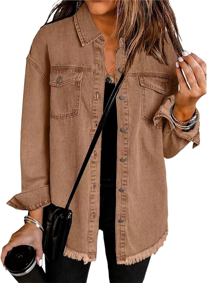 Alix | Women's Longline Trucker Jacket with Raw Hem