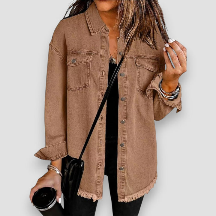 Alix | Women's Longline Trucker Jacket with Raw Hem