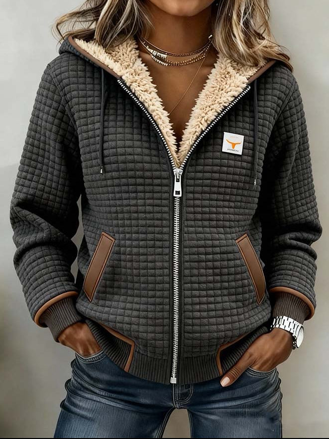 Aline | Women's Quilted Zip Hoodie with Lined Hood