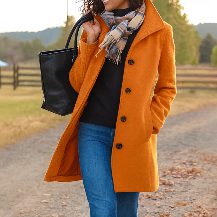Reine | Women's Knee-Length Coat with Funnel Collar