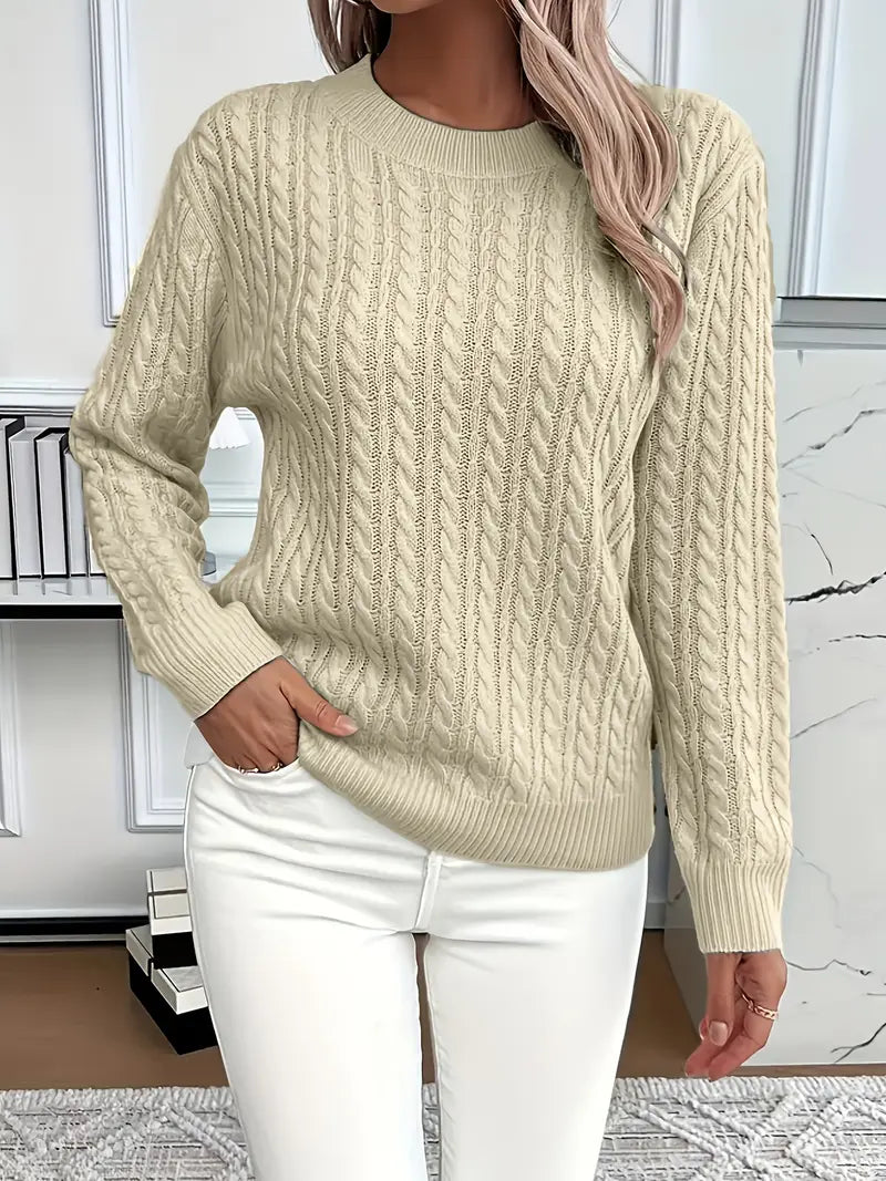 Isaline | Women's Cable Crew Neck Sweater