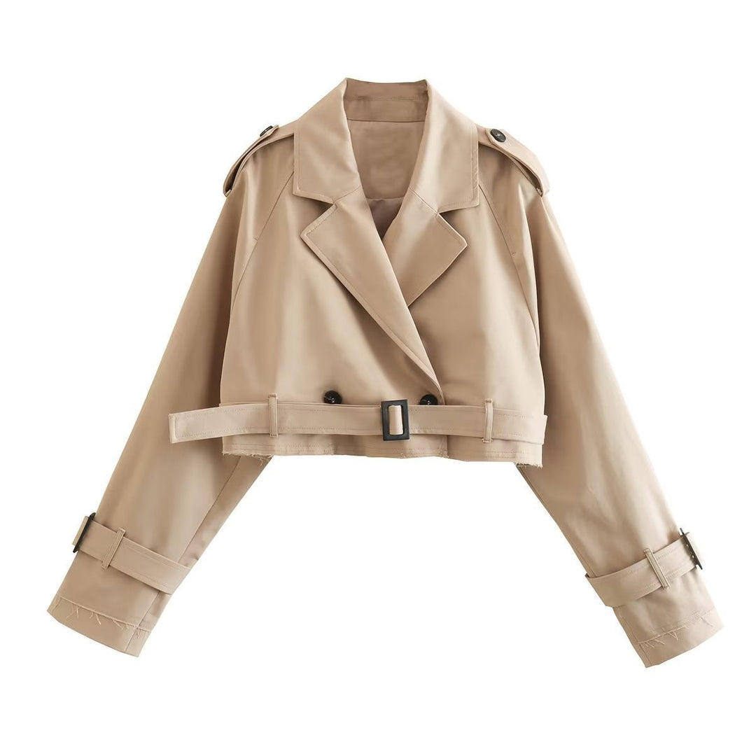 Leontine | Women's Cropped Trench Jacket with Wide Lapel