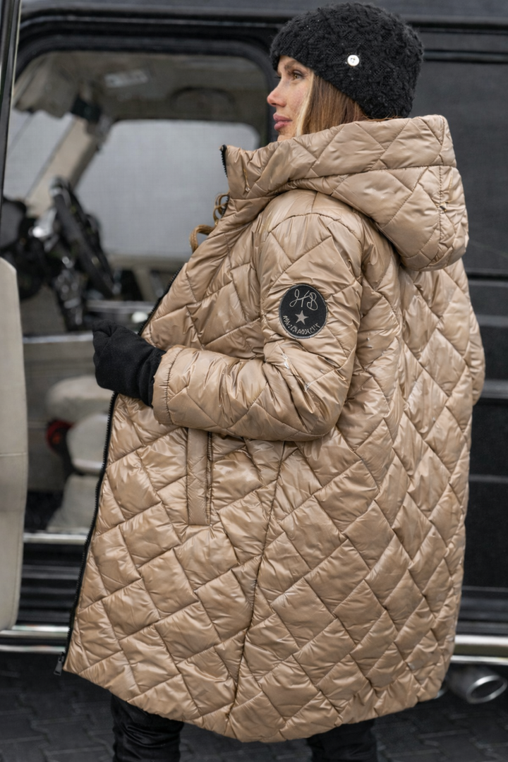 Marthe | Women's Longline Diamond-Quilted Hooded Coat