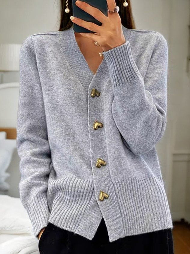 Cerise | Women's Cardigan with Heart-Shaped Buttons