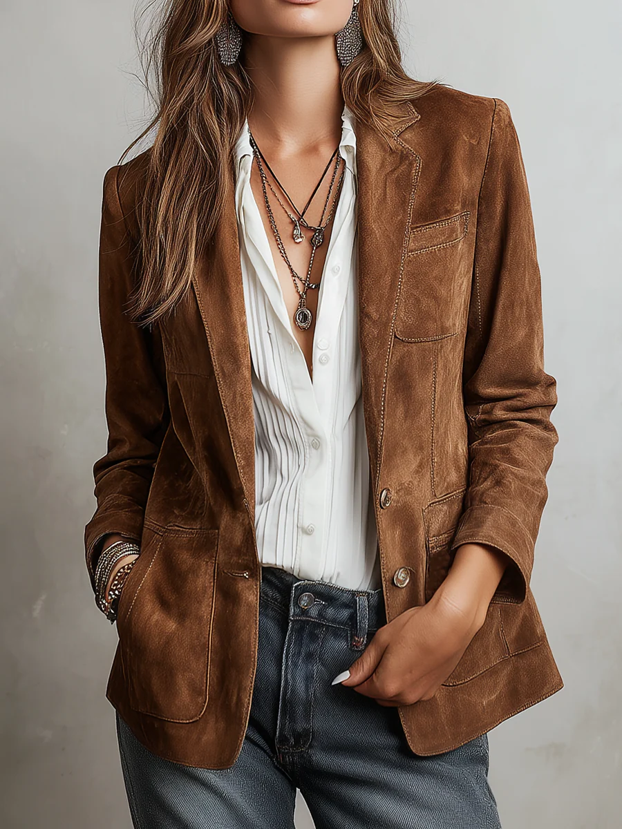 Ghislaine | Women's Button-Down Blazer with Patch Pockets