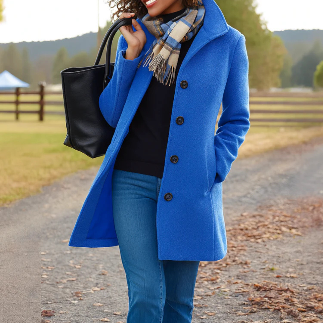 Reine | Women's Knee-Length Coat with Funnel Collar