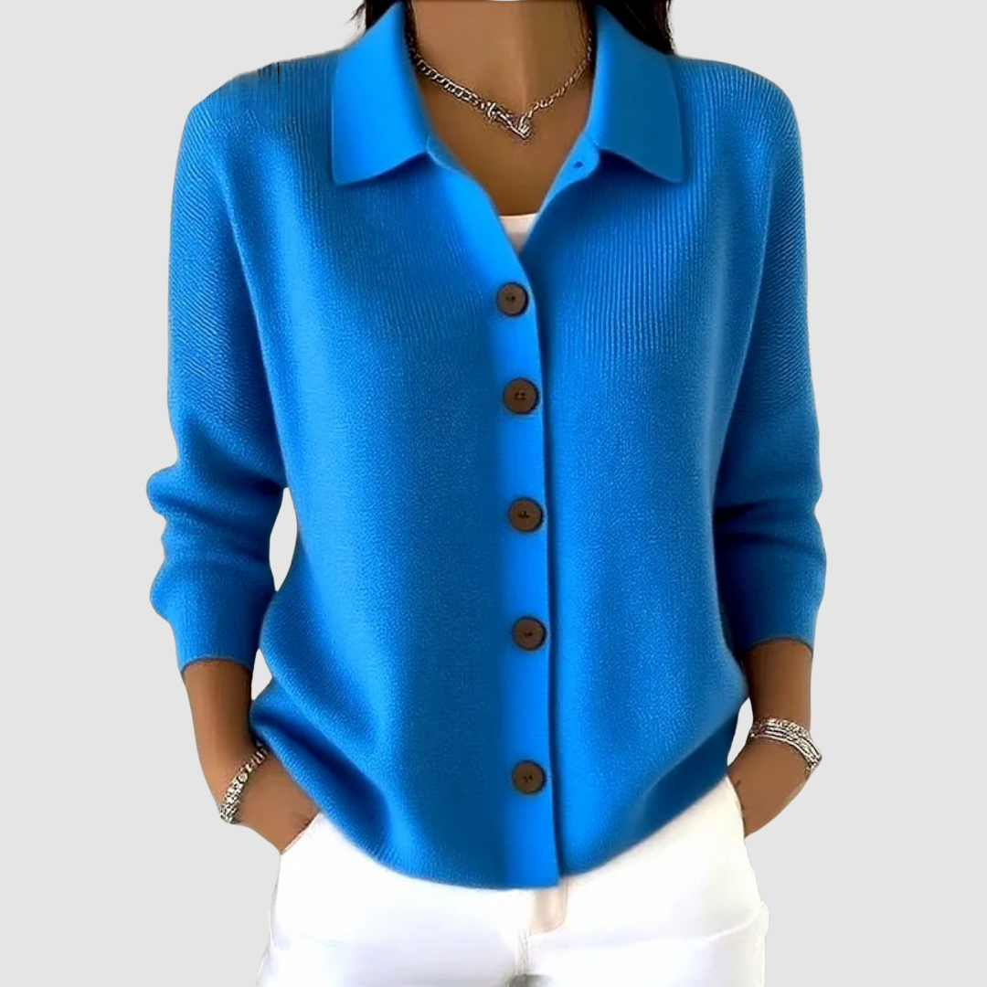 Emeline | Women's Ribbed Button-Front Knit Shirt