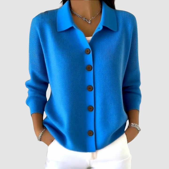 Emeline | Women's Ribbed Button-Front Knit Shirt