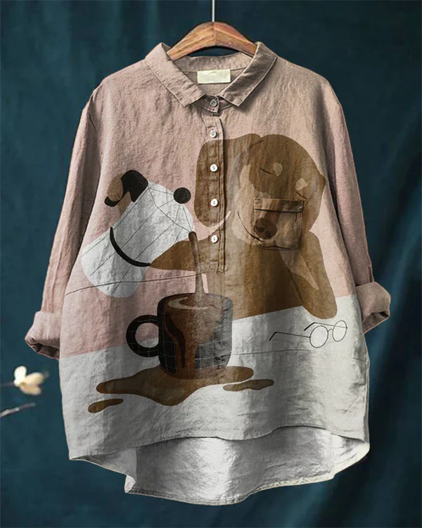 Esmeralda | Coffee and Dog Print Shirt