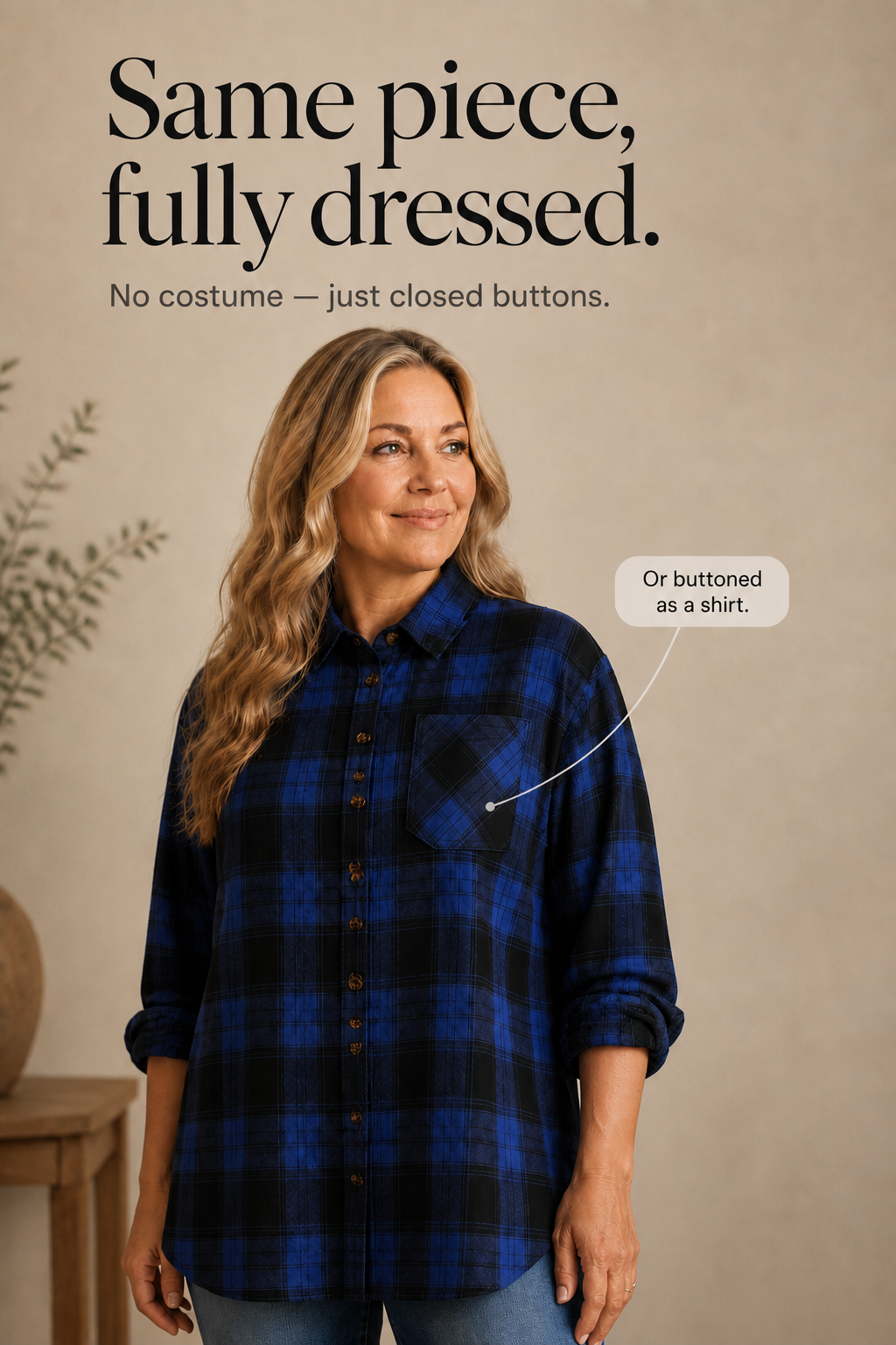 Solene | Women's Oversized Check Shacket with Chest Pockets