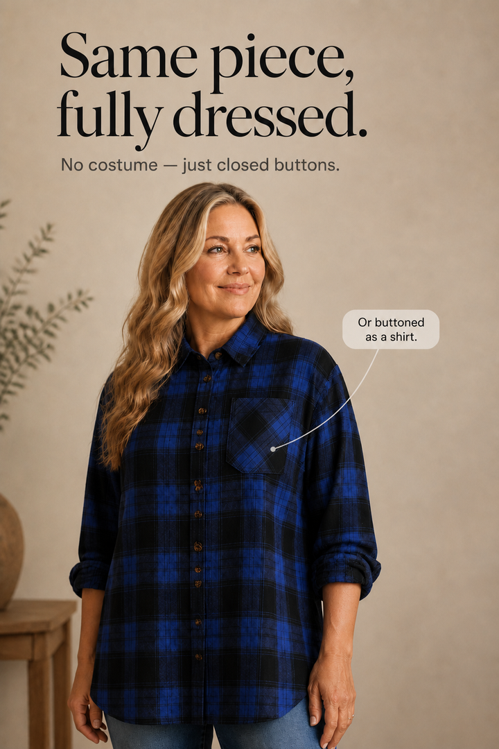 Solene | Women's Oversized Check Shacket with Chest Pockets