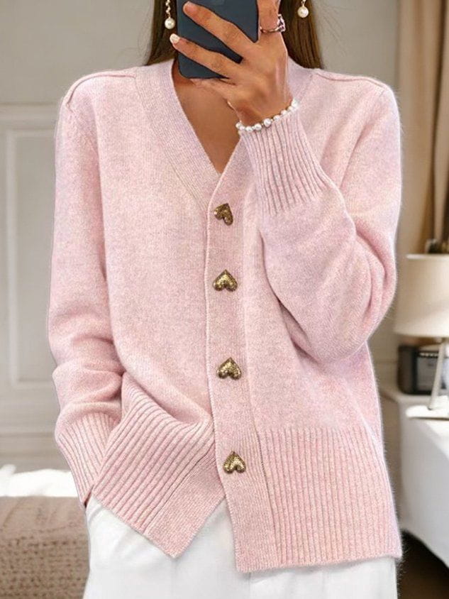 Cerise | Women's Cardigan with Heart-Shaped Buttons