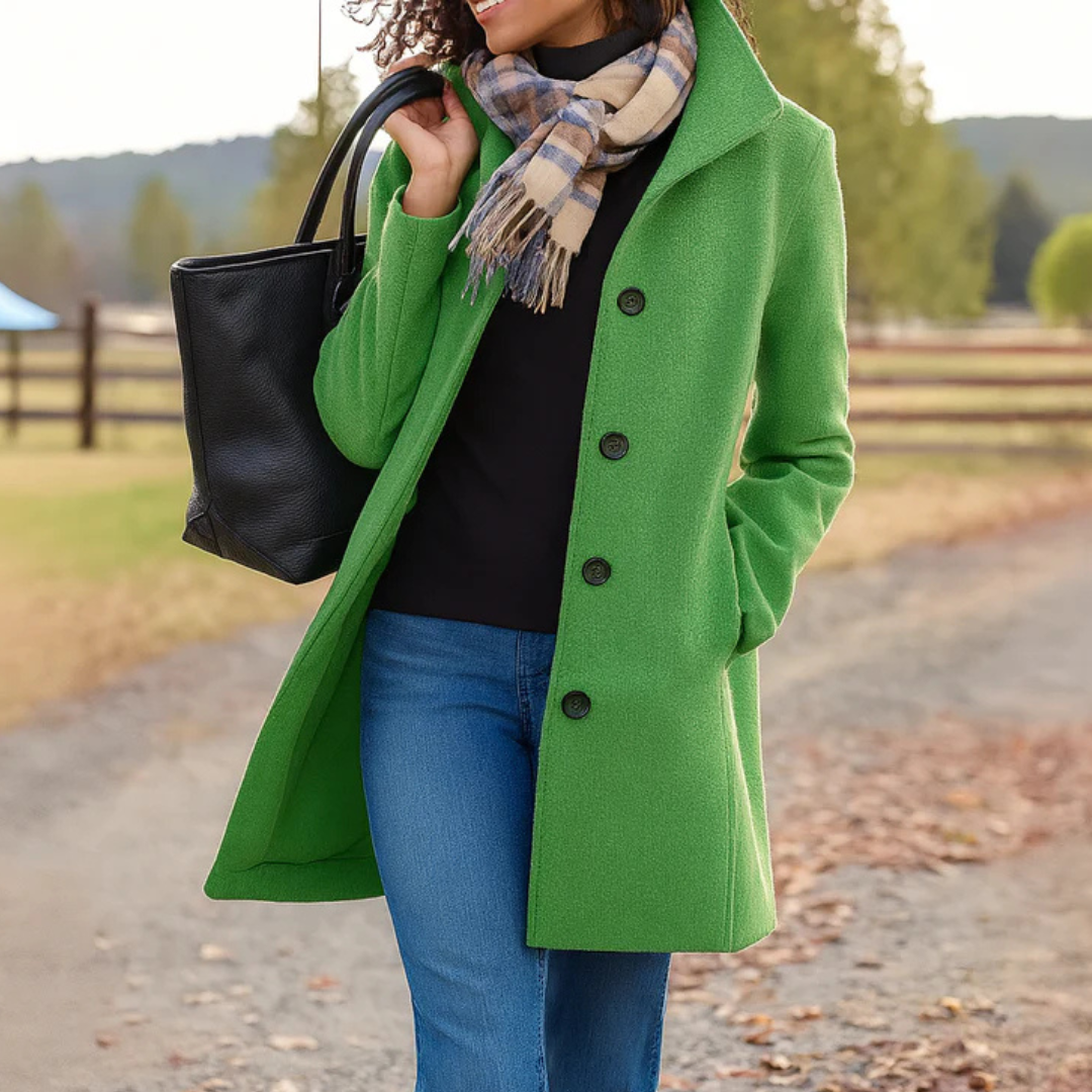 Reine | Women's Knee-Length Coat with Funnel Collar