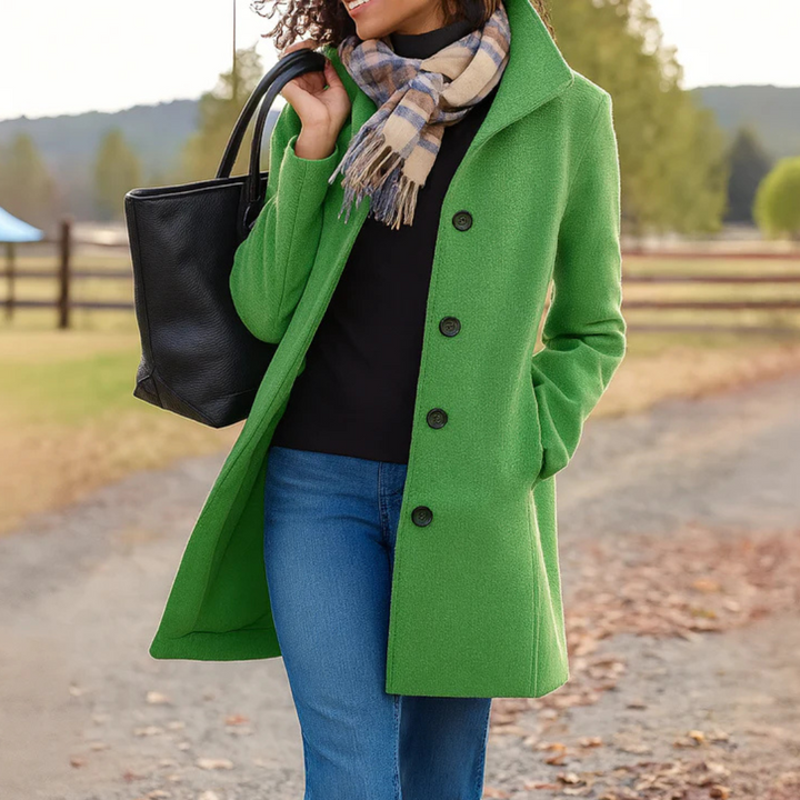 Reine | Women's Knee-Length Coat with Funnel Collar
