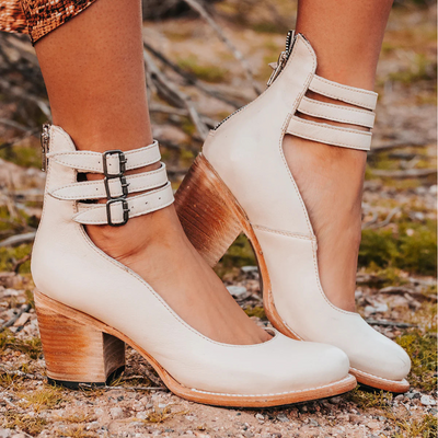 Clara | Vintage Leather Strap Heels