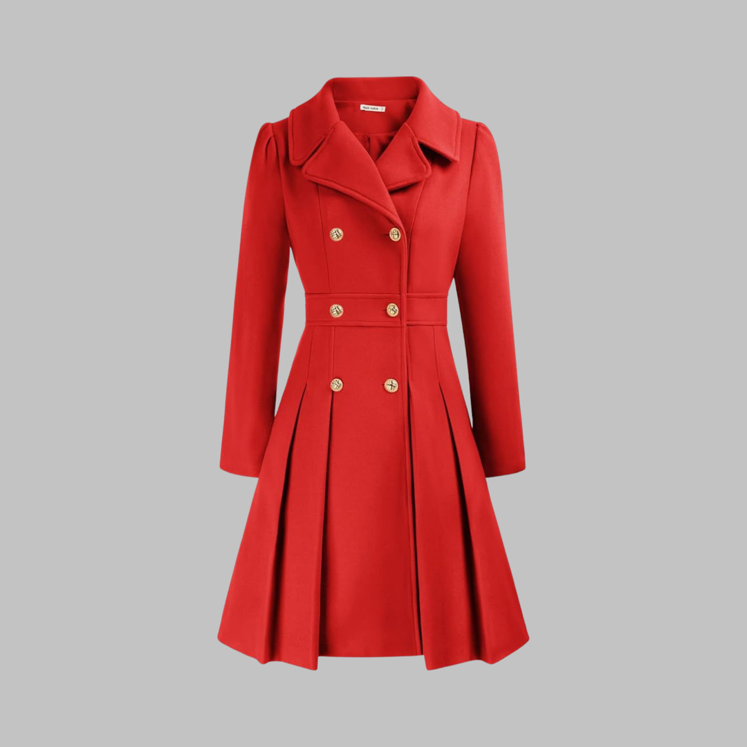 Mathilde | Women's Double-Breasted Fit-and-Flare Coat with Notch Lapel
