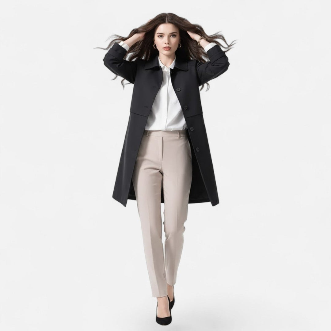 Octavie | Women's Midi Double-Breasted Coat with Stand Collar