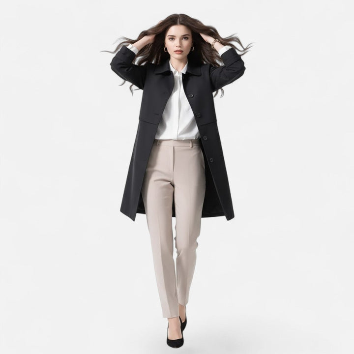 Octavie | Women's Midi Double-Breasted Coat with Stand Collar