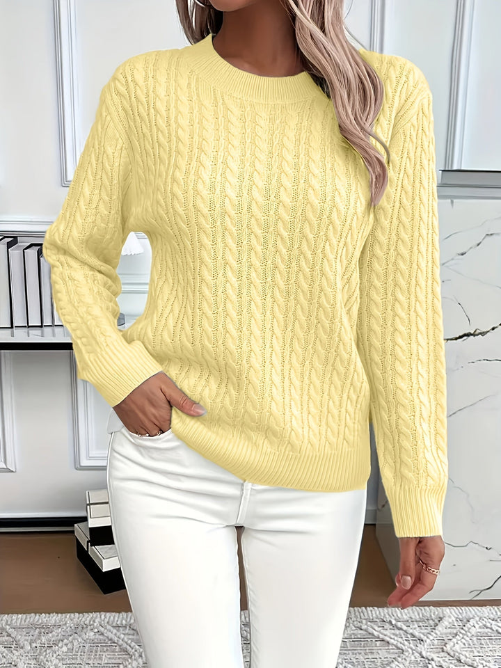 Isaline | Women's Cable Crew Neck Sweater