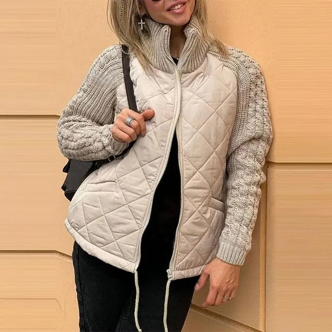 Fabienne | Women's Quilted Jacket with Contrast Textured Sleeves