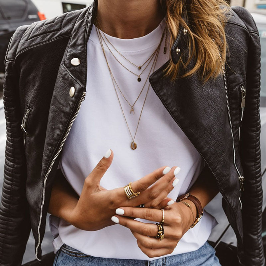 Noemie | Women's Moto Jacket with Ribbed Sleeve Panels