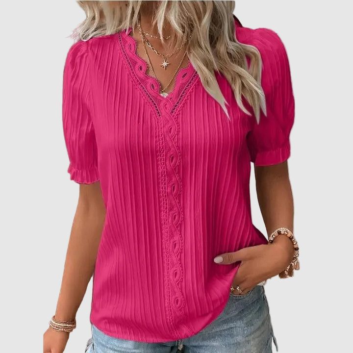 Briony | Chic V-Neck Short-Sleeve Summer Blouse