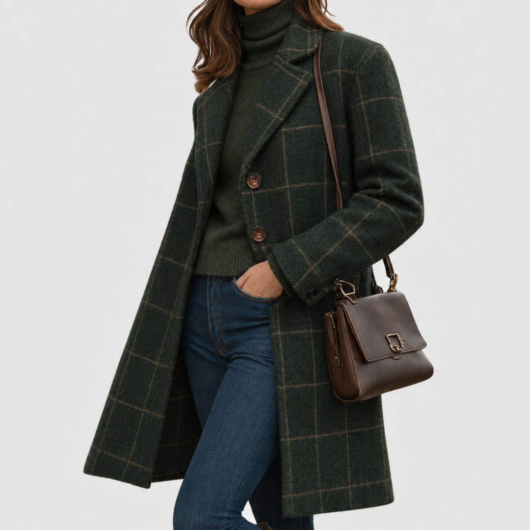 Pierrette | Women's Cropped Double-Breasted Check Coat