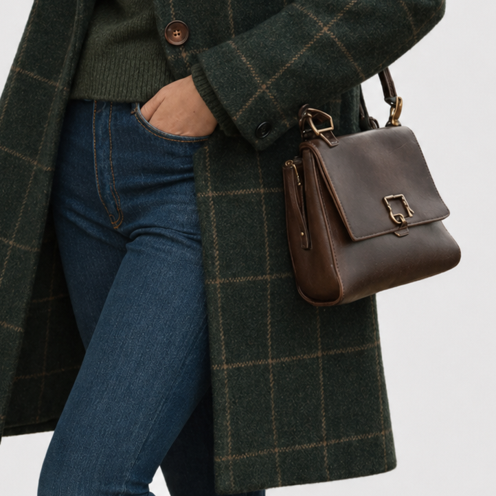 Pierrette | Women's Cropped Double-Breasted Check Coat