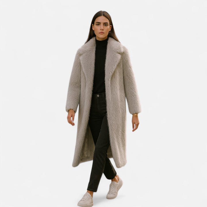 Women's Long Fur Coat with Full-Length Design