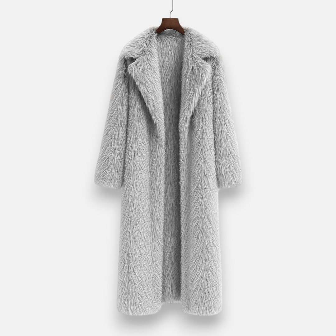 Women's Long Fur Coat with Full-Length Design