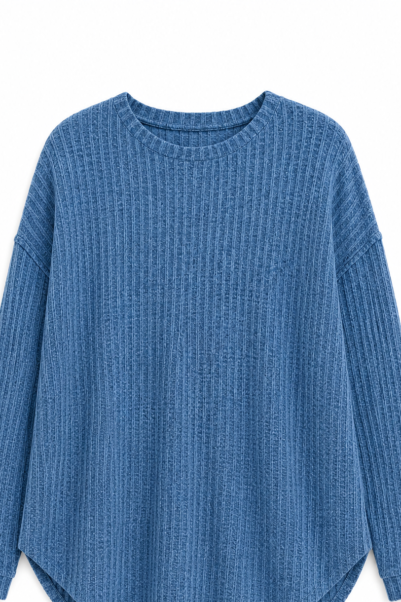 Florine | Women's Ribbed Sweater with Curved Hem