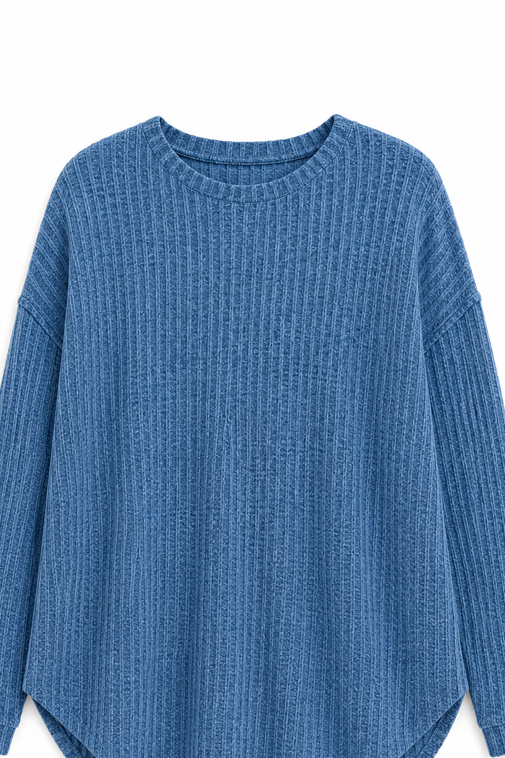 Florine | Women's Ribbed Sweater with Curved Hem