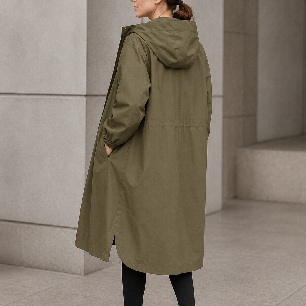Fanny | Women's Longline Hooded Coat with Concealed Button Front