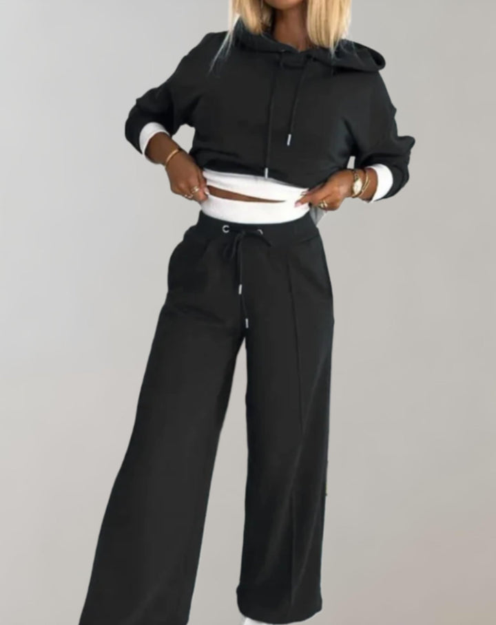Women's Two Piece Casual Fit Tracksuit Pants with Wide Legs