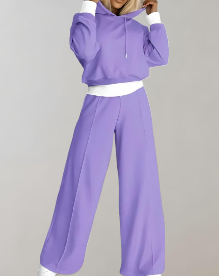 Women's Two Piece Casual Fit Tracksuit Pants with Wide Legs