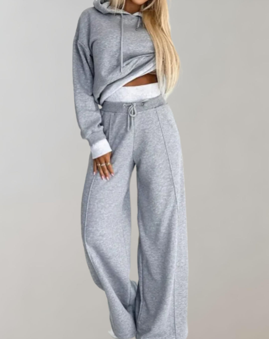Women's Two Piece Casual Fit Tracksuit Pants with Wide Legs