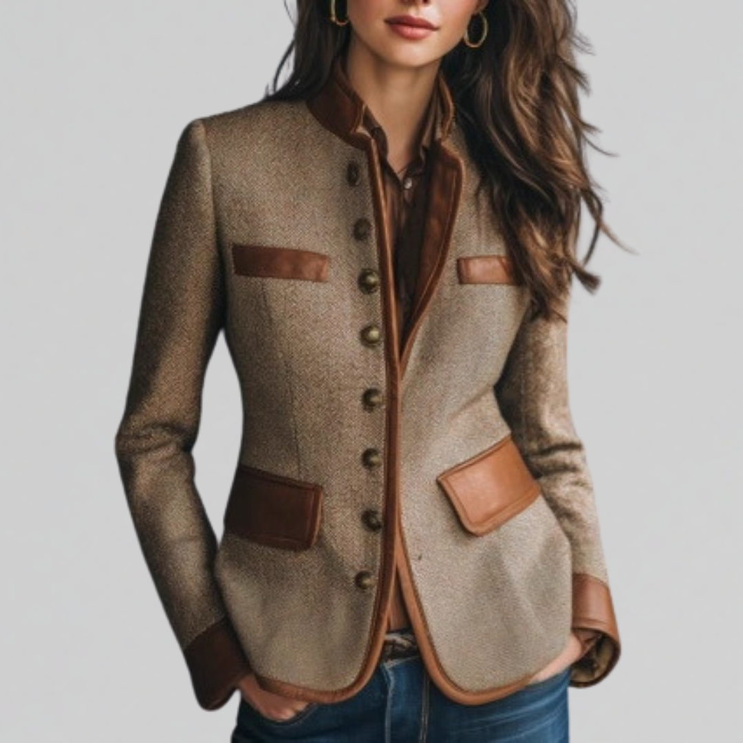 Faustine | Women's Blazer with Contrast Pocket Trim