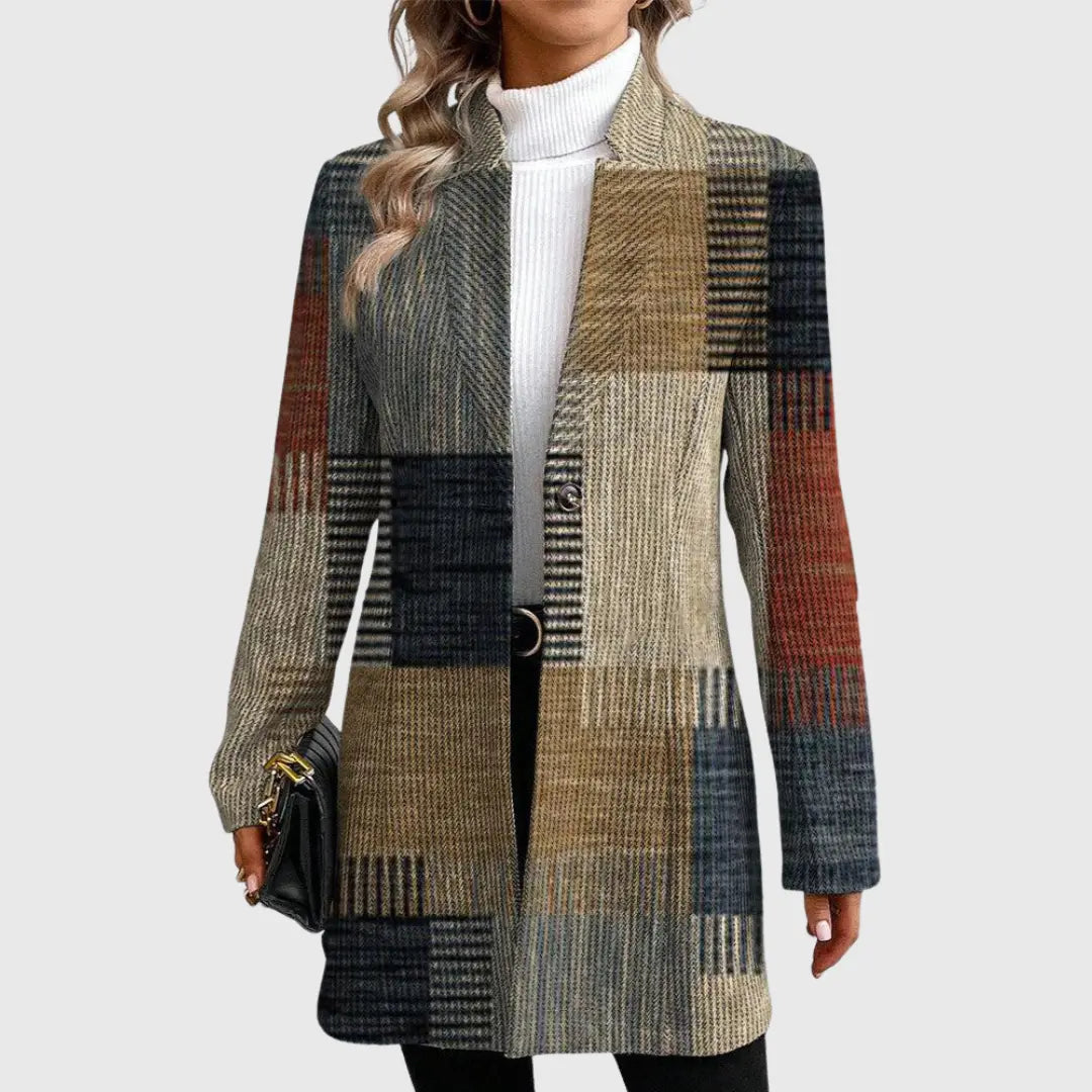 Hortense | Women's Longline Open-Front Patchwork Coat