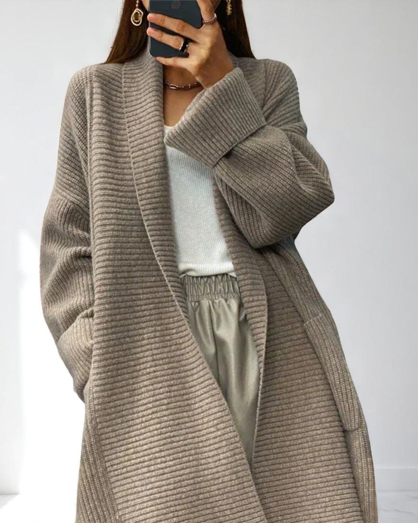 Amira Elegant Knit Cardigan | Cardigan with Ribbed Pattern