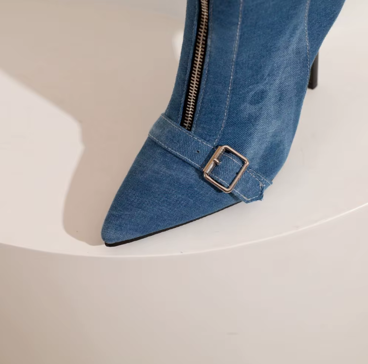 Sophie | Denim Buckle Bootie