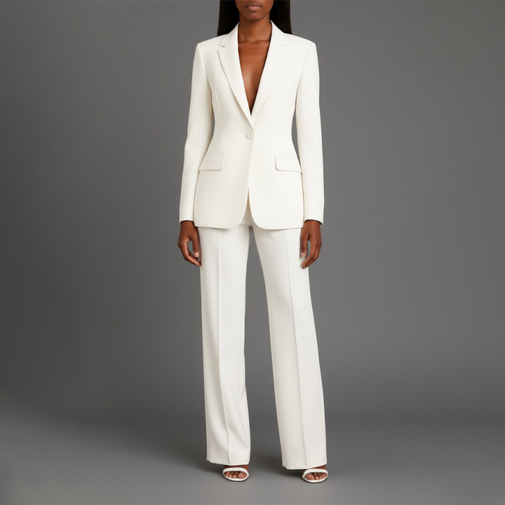 Women's Tailored Long Blazer Suit Set with Matching Pants