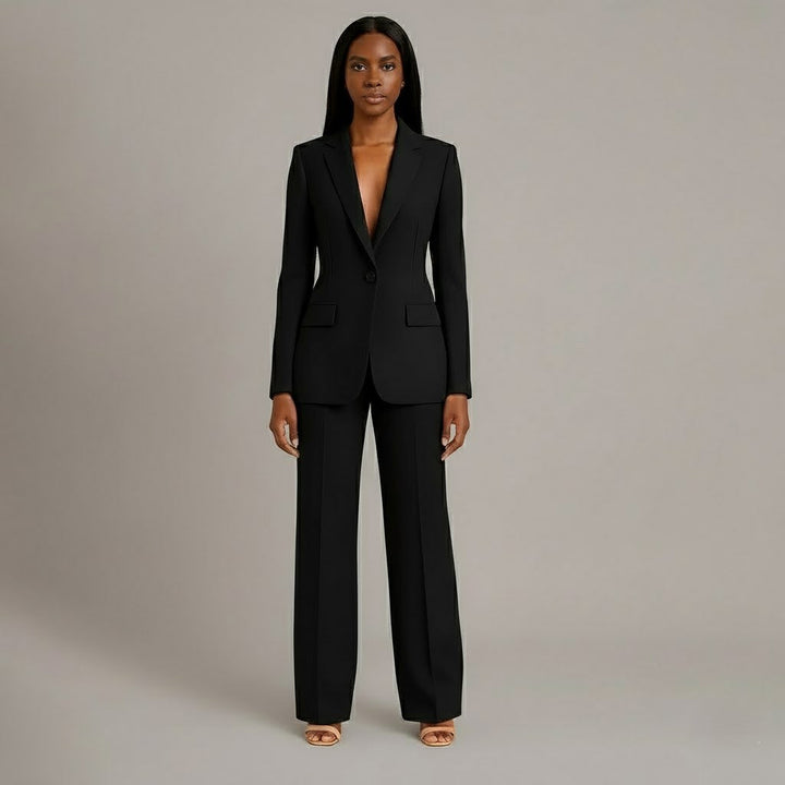 Women's Tailored Long Blazer Suit Set with Matching Pants