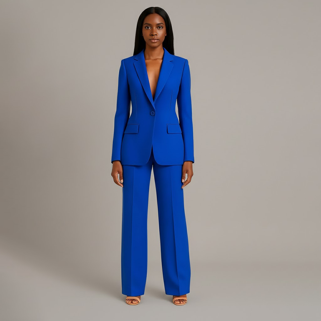 Women's Tailored Long Blazer Suit Set with Matching Pants