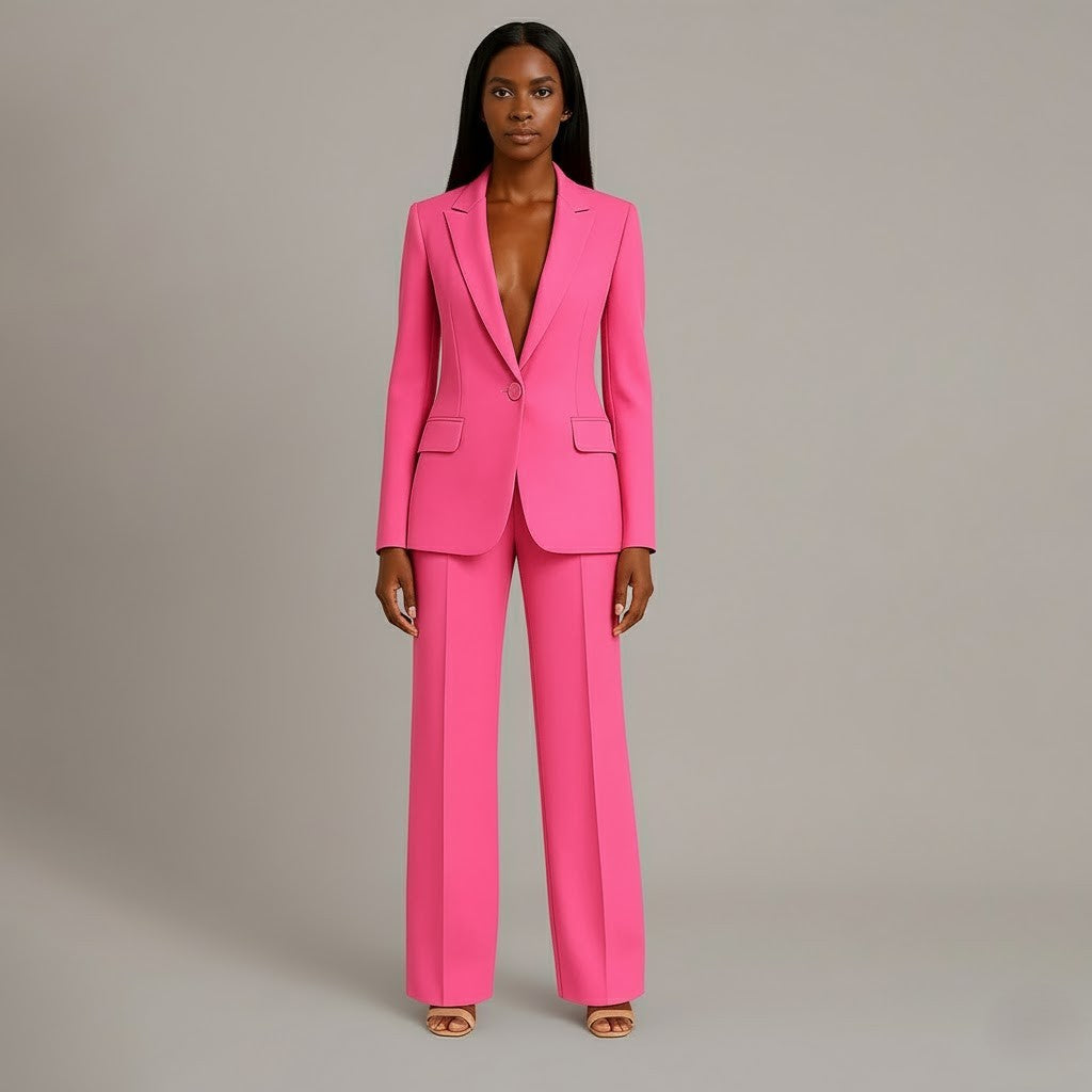 Women's Tailored Long Blazer Suit Set with Matching Pants
