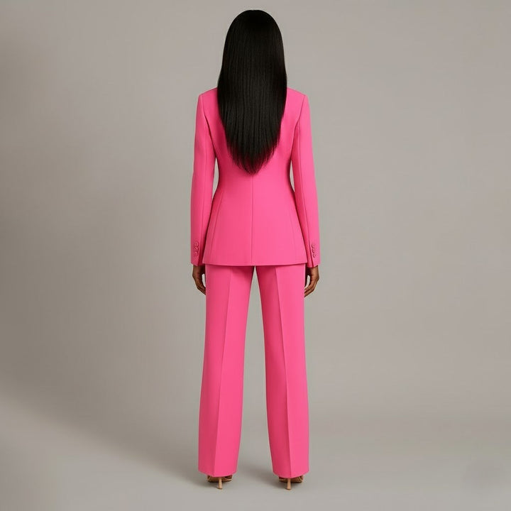 Women's Tailored Long Blazer Suit Set with Matching Pants