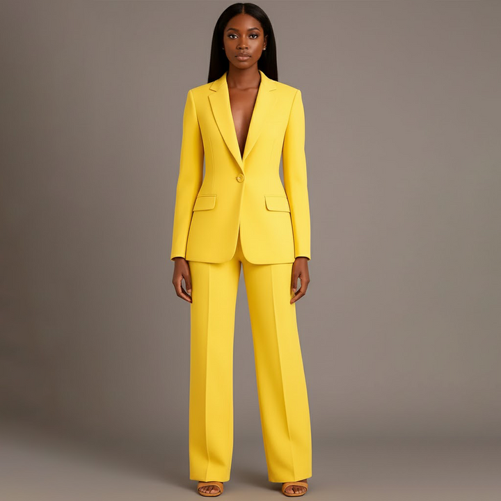 Women's Tailored Long Blazer Suit Set with Matching Pants
