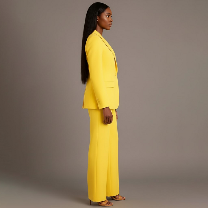 Women's Tailored Long Blazer Suit Set with Matching Pants