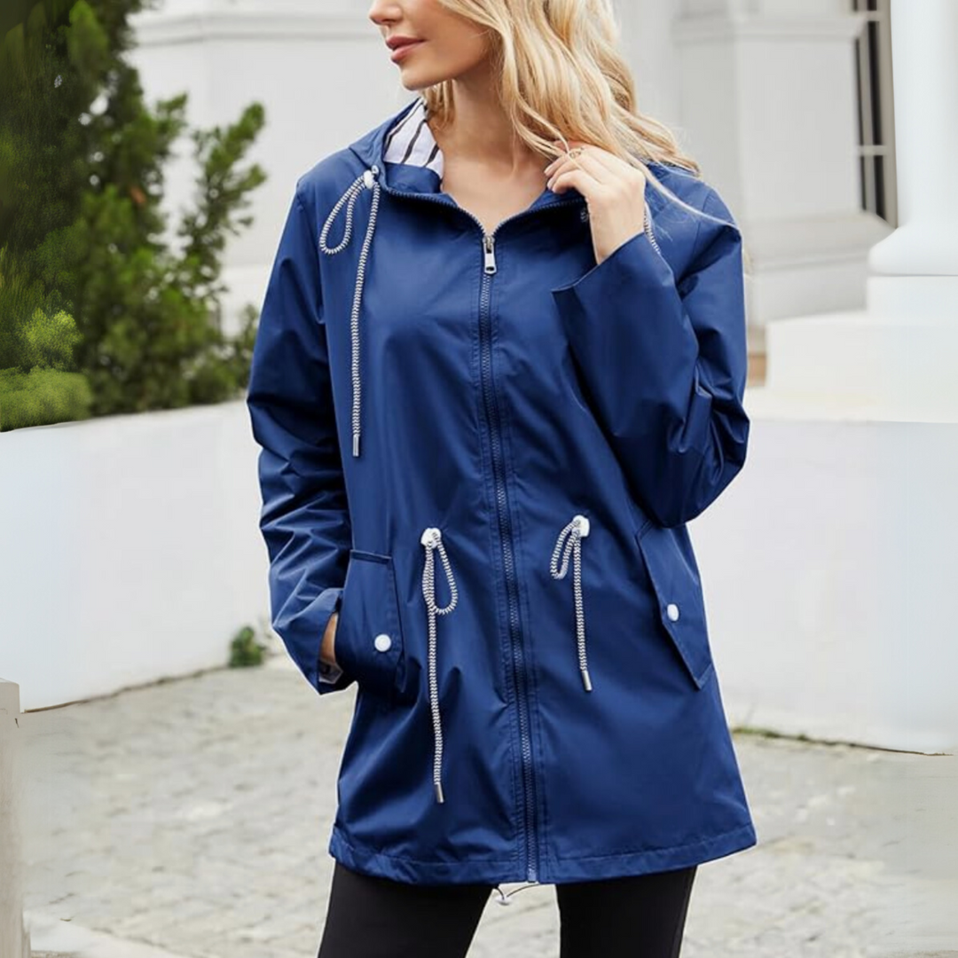 Manon | Women's Hooded Zip Parka with Drawcord Waist
