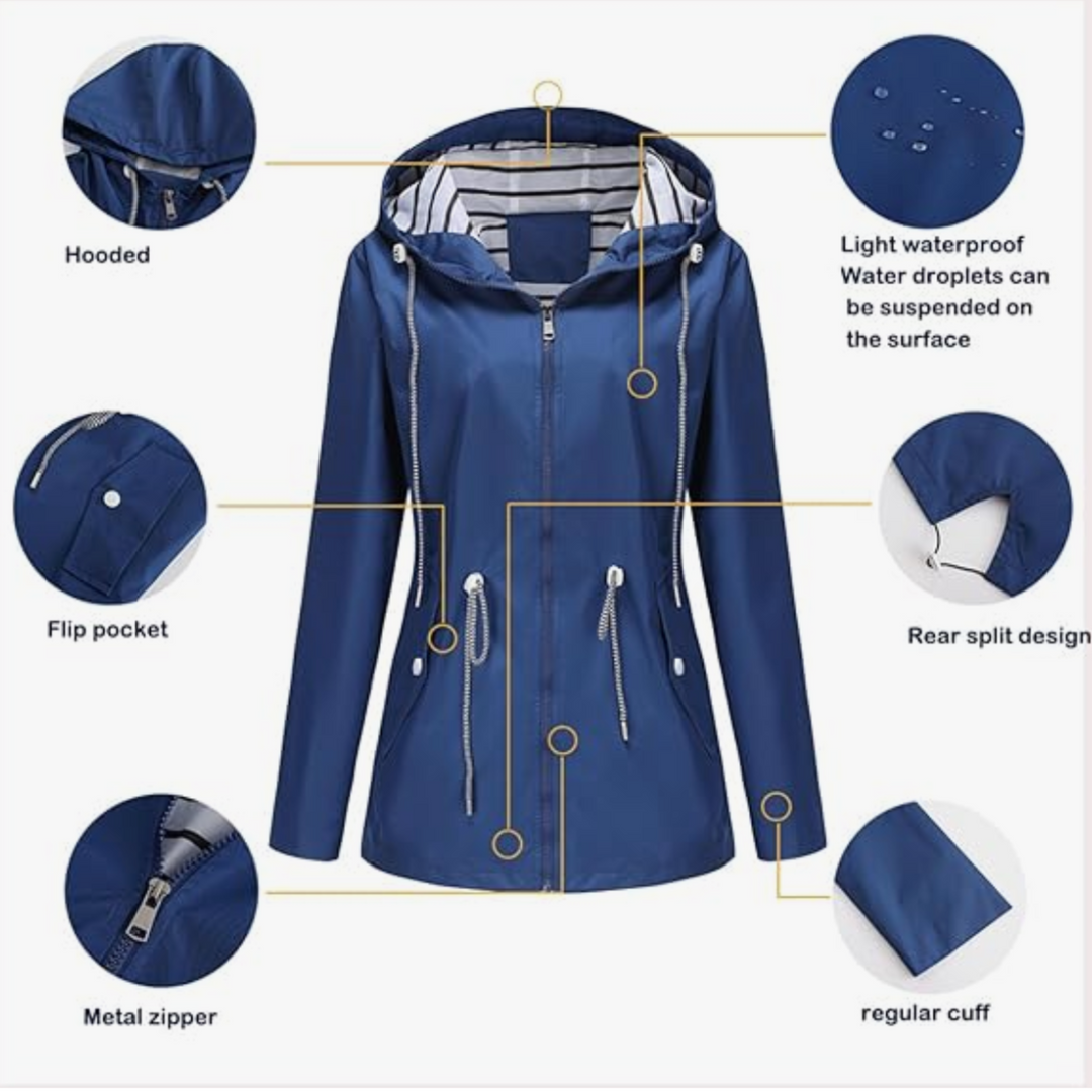 Manon | Women's Hooded Zip Parka with Drawcord Waist