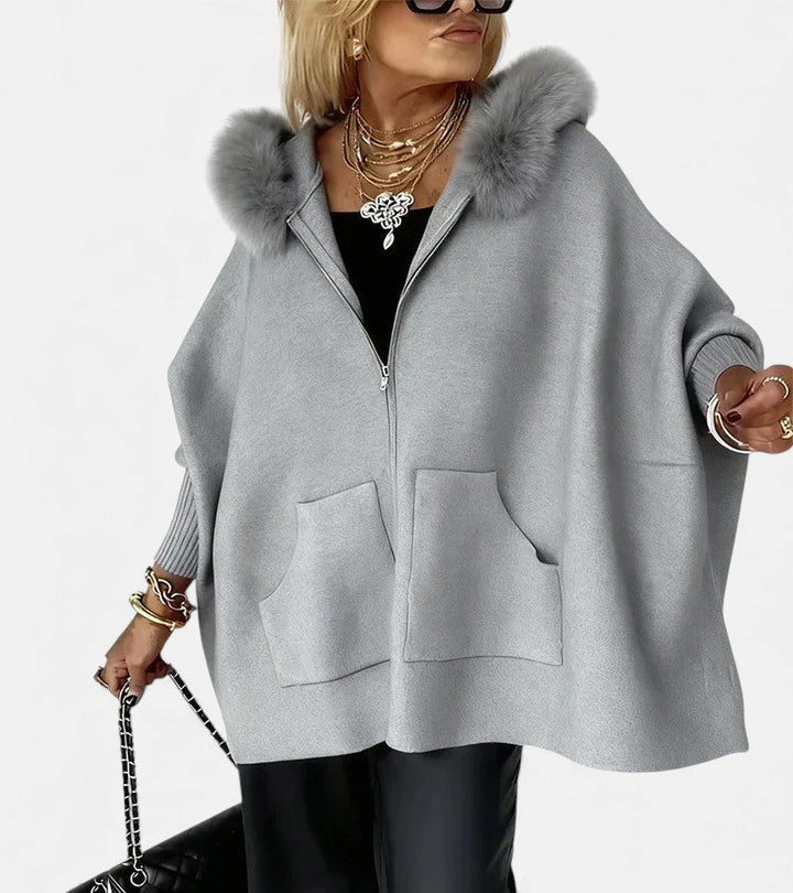 Yolande | Women's Hooded Cape with Patch Pockets